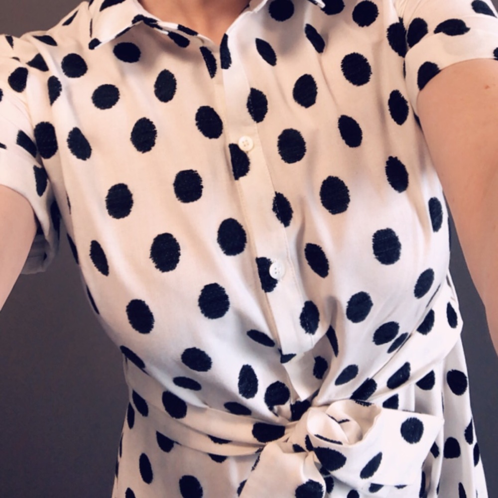 Sezane White Maxi Dress with Black Polka Dots - Picture 6 of 8